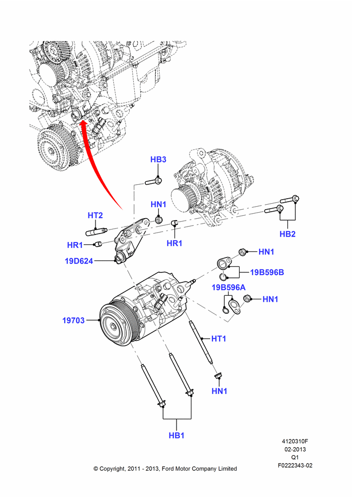 10F - Air Conditioning Condensr/Compressr, 2.0L EcoBoost (240PS), Compressor Assy; 08/AUG/2011-24/DEC/2014