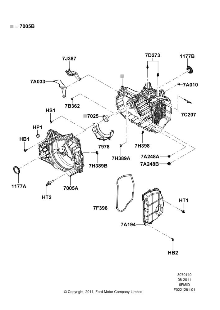 10B - Transmission External Components, 6 Speed Auto Trans 6F Mid-Range; 08/AUG/2011-24/DEC/2014
