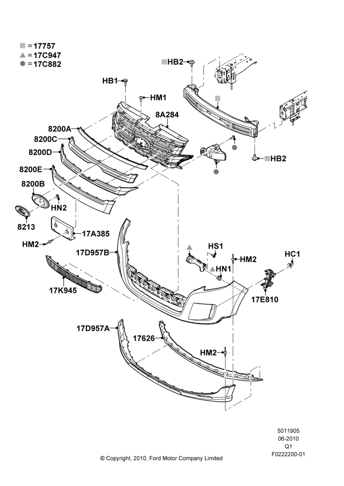 05F - Radiator Grille and Front Bumper, Ford Series, ST Version; 12/JUL/2010-08/AUG/2011