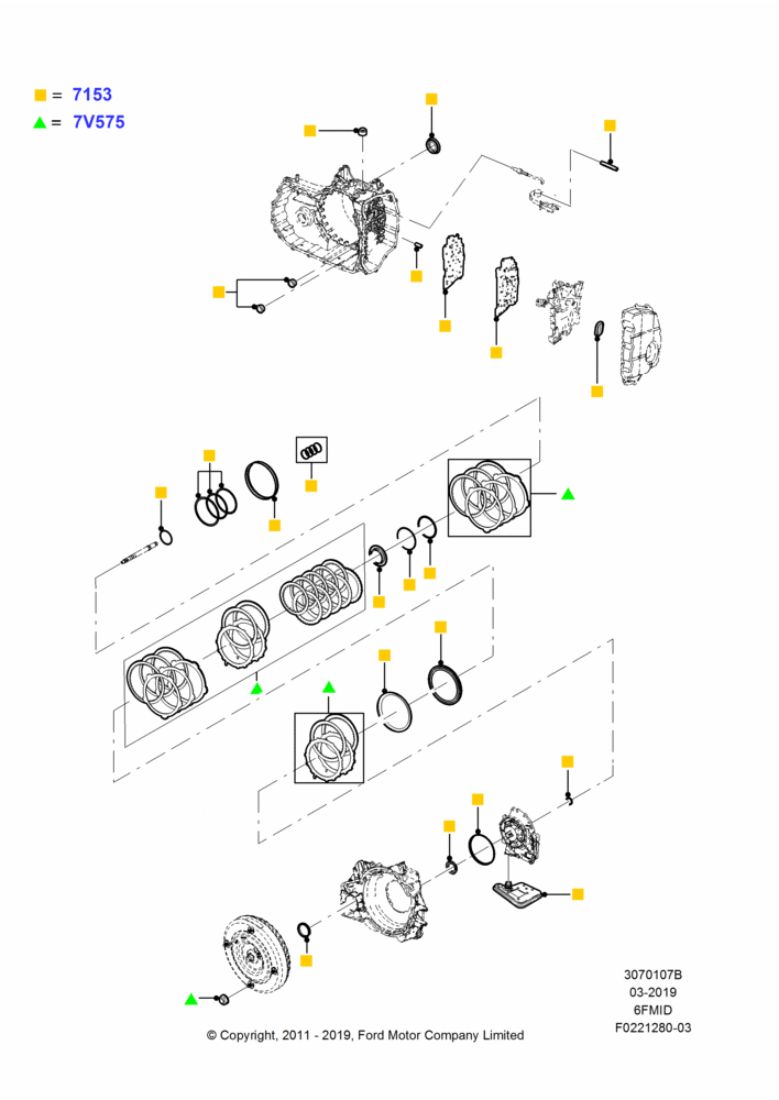 07B - Automatic Transmission Gasket Kits, 6 Speed Auto Trans 6F Mid-Range; 08/AUG/2011-24/DEC/2014