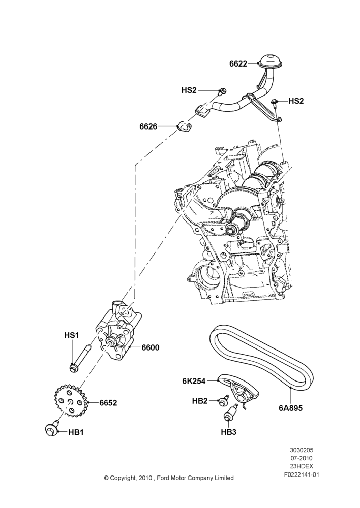 05G - Oil Pump, 2.3L 4V NA I4 Petrol; 26/JUL/2010-16/DEC/2011