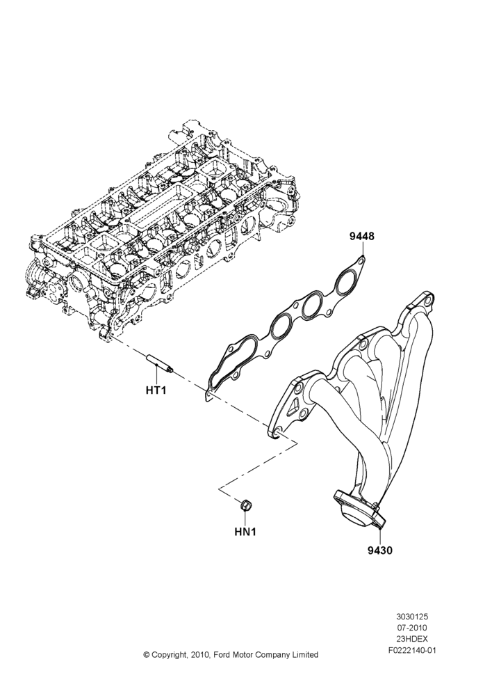 Exhaust Manifold, 2.3L 4V NA I4 Petrol