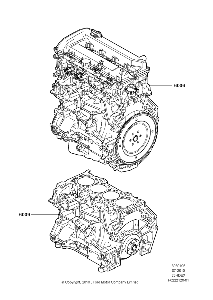 05F - Service Engine and Short Block, 2.3L 4V NA I4 Petrol; 26/JUL/2010-16/DEC/2011