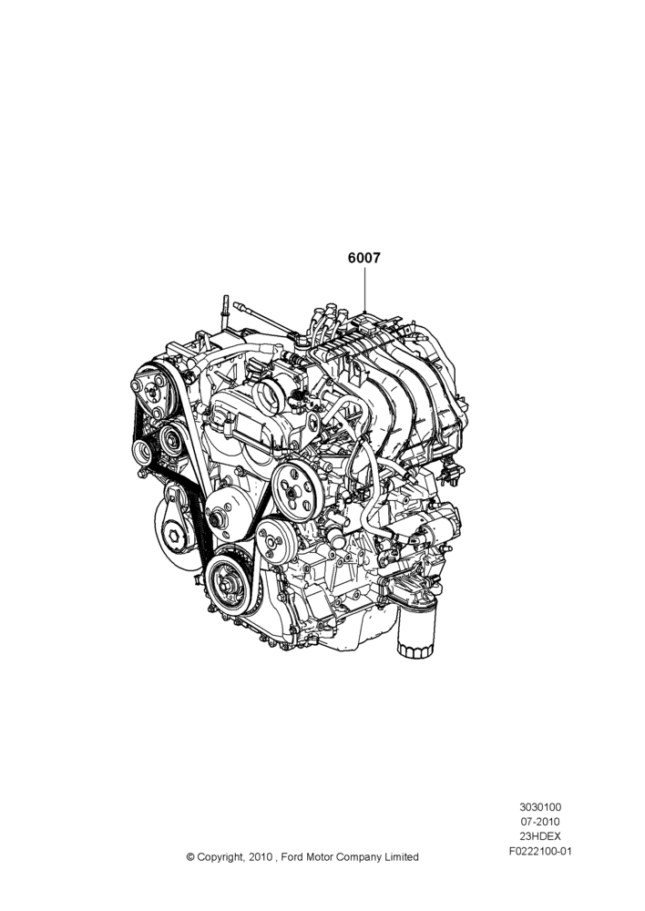 00D - Engine Assy Fully Dressed, 2.3L 4V NA I4 Petrol; 26/JUL/2010-16/DEC/2011