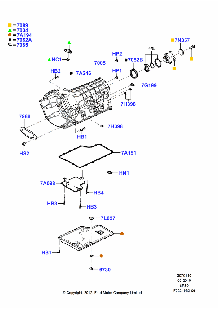 10L - Transmission External Components, 6.2L 16V OHC NA V8 Gas, 6 Speed Auto Transmission (6R140), Fixed Flange; 22/FEB/2010-05/JUL/2016