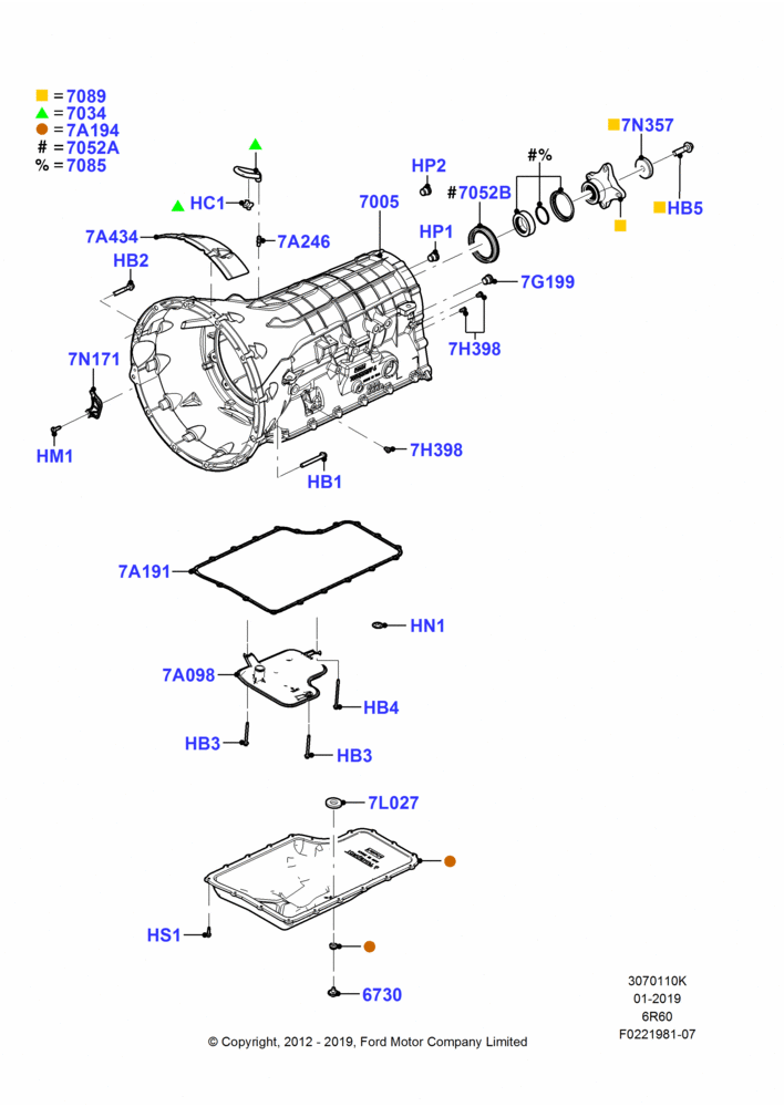 10K - Transmission External Components, 6.7L 4V V8 T/C Diesel, Less Transmission Power Take Off, LHD 4WD (Part Time Drive), 6 Speed Auto Trans (6R140), Fixed Flange; 22/FEB/2010-05/JUL/2016