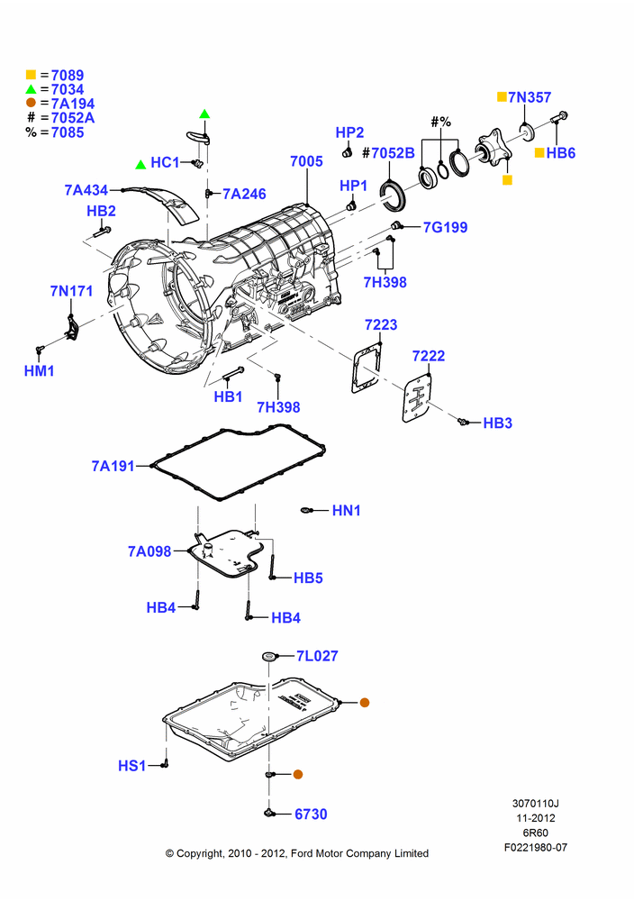 10J - Transmission External Components, 6.7L 4V V8 T/C Diesel, Trans Power Take Off Provision, 6 Speed Auto Transmission (6R140), 6 Speed Auto Trans (6R140), Less 137"/3480MM Wheelbase; 22/FEB/2010-05/JUL/2016