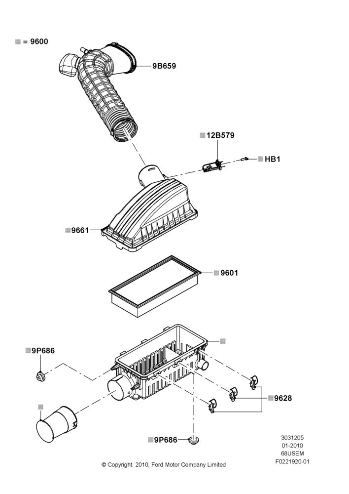 05E - Air Cleaner, 6.8L Gas EFI V10, Commercial Stripped Chassis; 19/JAN/2010