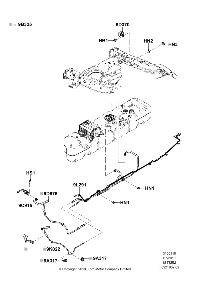 10J - Fuel Lines, 6.8L SOHC EFI NA V10 Gas, With Mid-Ship Fuel Tank; 26/JUL/2010
