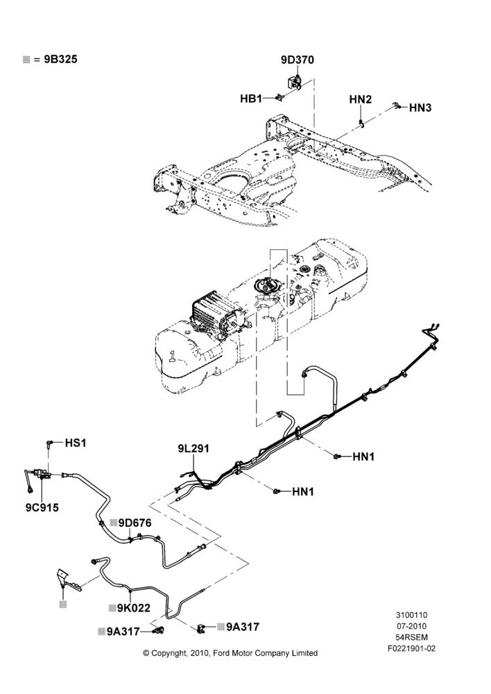 10J - Fuel Lines, 5.4L Modular SOHC V8, With Mid-Ship Fuel Tank; 26/JUL/2010