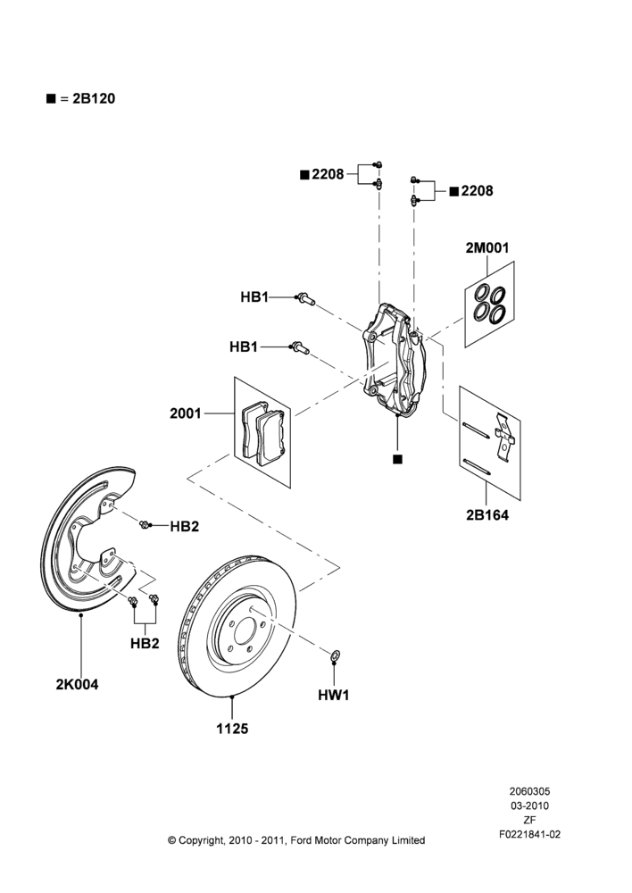 05D - Front Brake Discs and Calipers, Base/GT, With Performance Brakes; 22/MAR/2010-27/JUN/2014