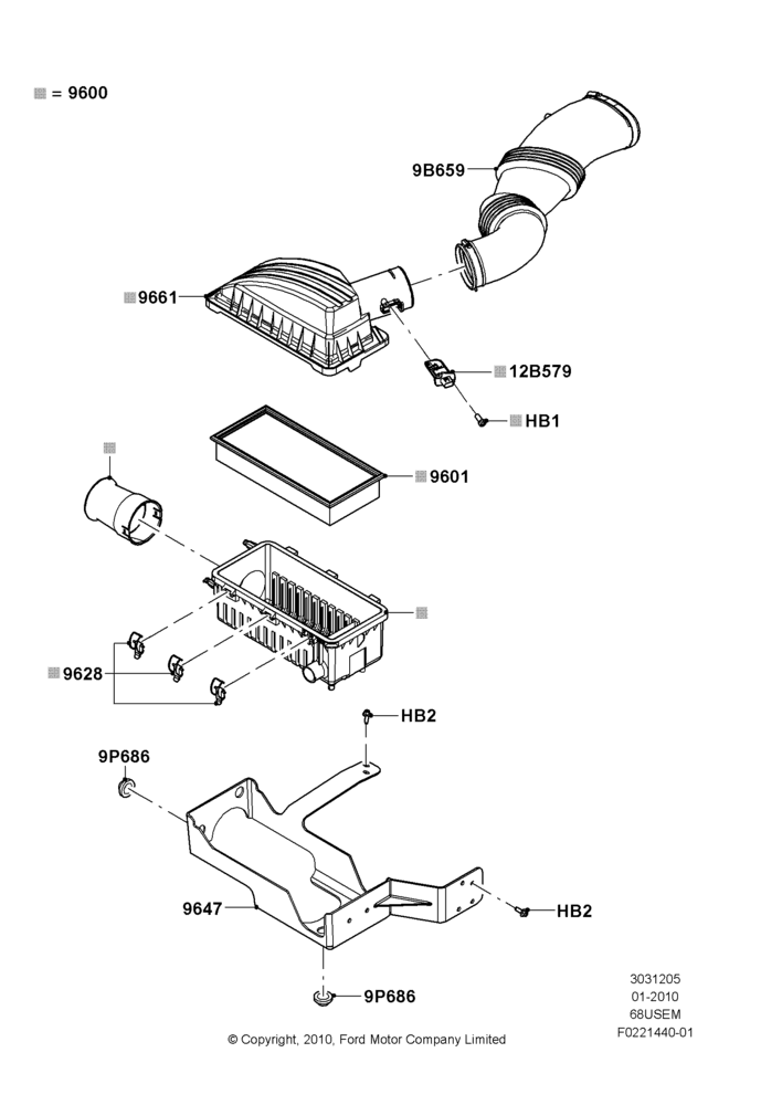 05D - Air Cleaner, 6.8L Gas EFI V10, Recreational Stripped Chassis; 19/JAN/2010