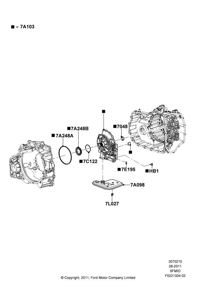 10B - Transmission Pump Assy, 6 Speed Auto Trans 6F Mid-Range; 08/AUG/2011-24/DEC/2014