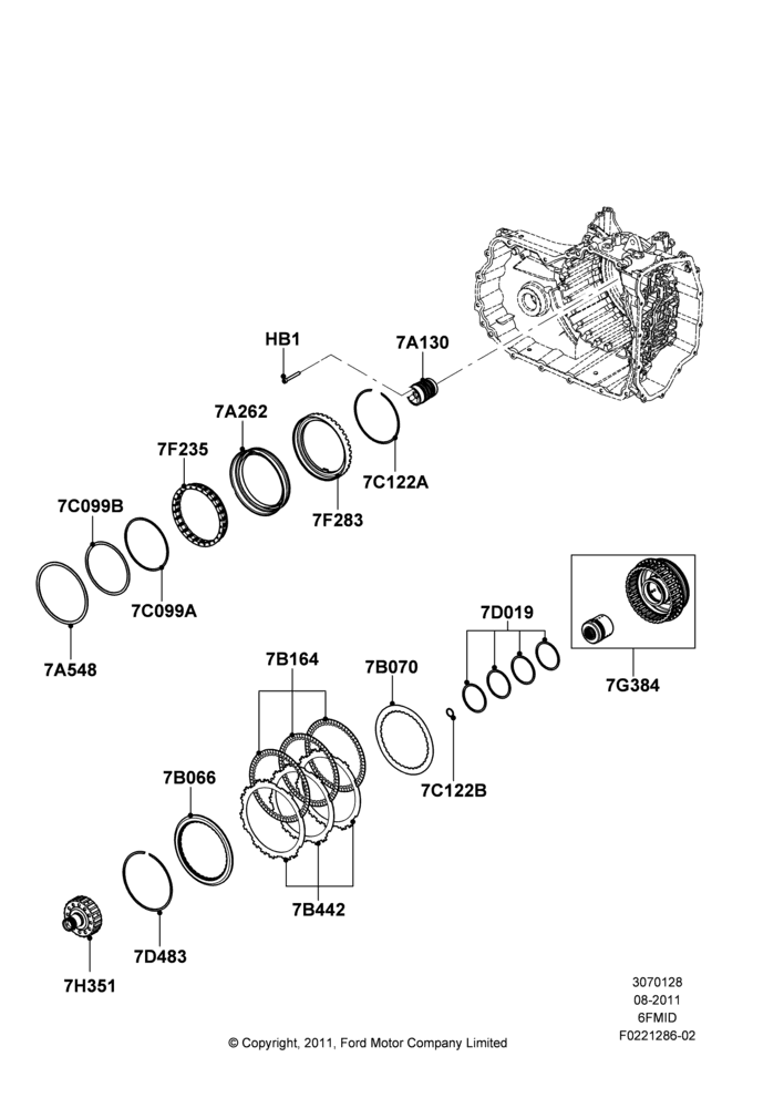 28B - Direct Clutch and Components, 6 Speed Auto Trans 6F Mid-Range; 08/AUG/2011-24/DEC/2014