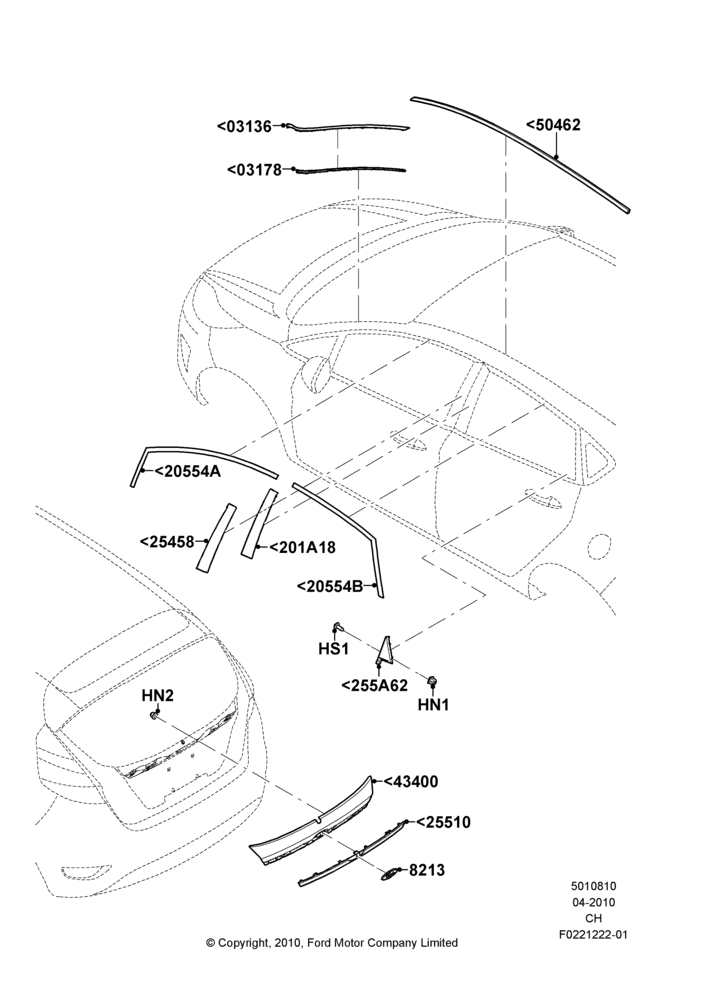 10B - Body Mouldings, 5 Door Sedan; 26/APR/2010-27/APR/2013