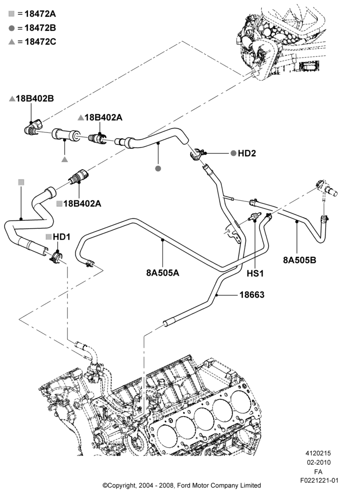 15C - Heater Hoses, 6.8L Gas EFI V10; 22/FEB/2010-05/JUL/2016