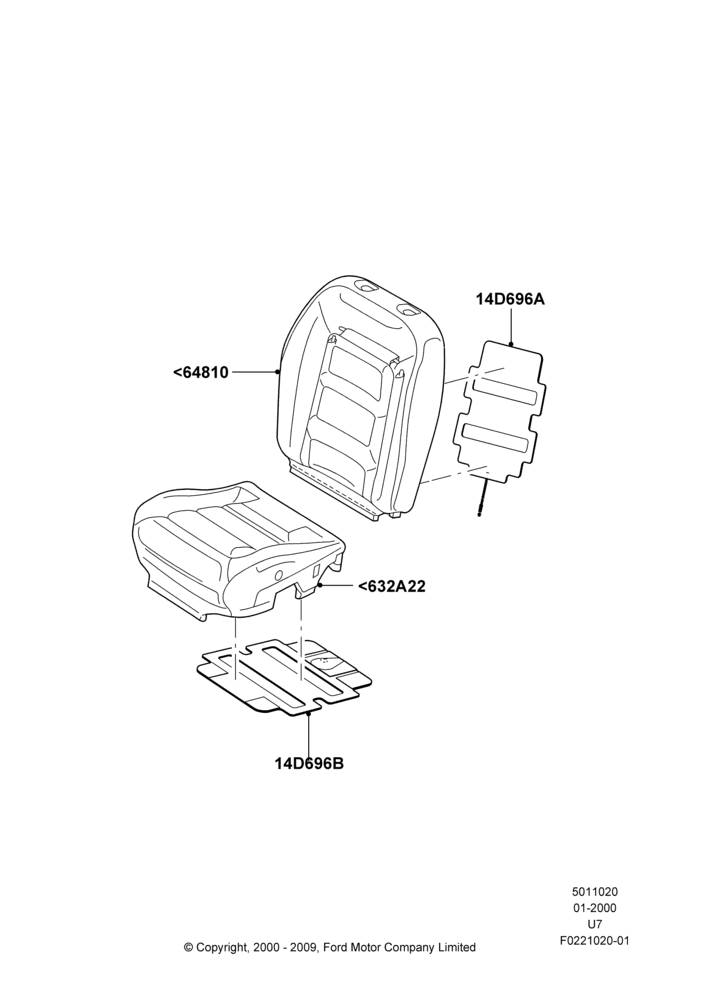 20B - Front Seat Pads/Valances & Heating, With Low Back Front Seats, With Premium Front Seats; 31/JAN/2000-09/MAY/2003