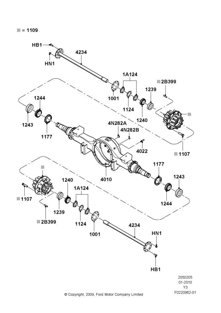 05H - Rear Axle, 24,000 LB. GVW, 26000 LB. GVW, 17,500 LB RR Axle Asy, Dana Model 17060S; 19/JAN/2010-01/JUN/2015