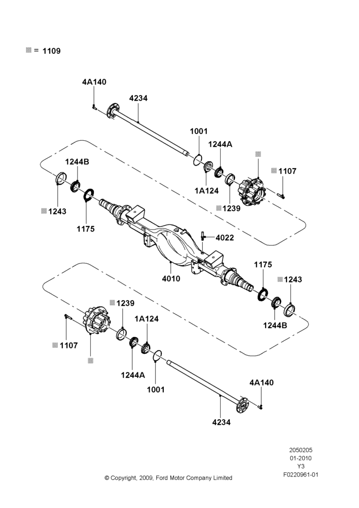 05G - Rear Axle, 15000 LB RR Axle Asy, Dana Model S130; 19/JAN/2010