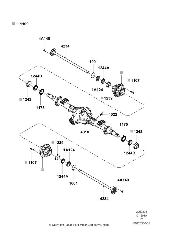 05F - Rear Axle, 13,500 LB Rear Axle Asy, Dana Model S110; 19/JAN/2010