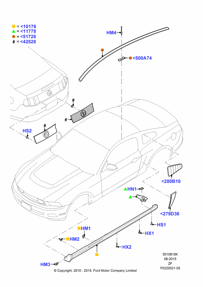 10K - Body Mouldings, Coupe; 22/MAR/2010-27/JUN/2014