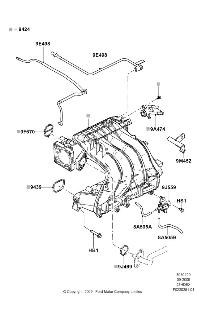 20F - Intake Manifold, 2.3L 4V NA I4 Petrol; 14/SEP/2009-26/JUL/2010