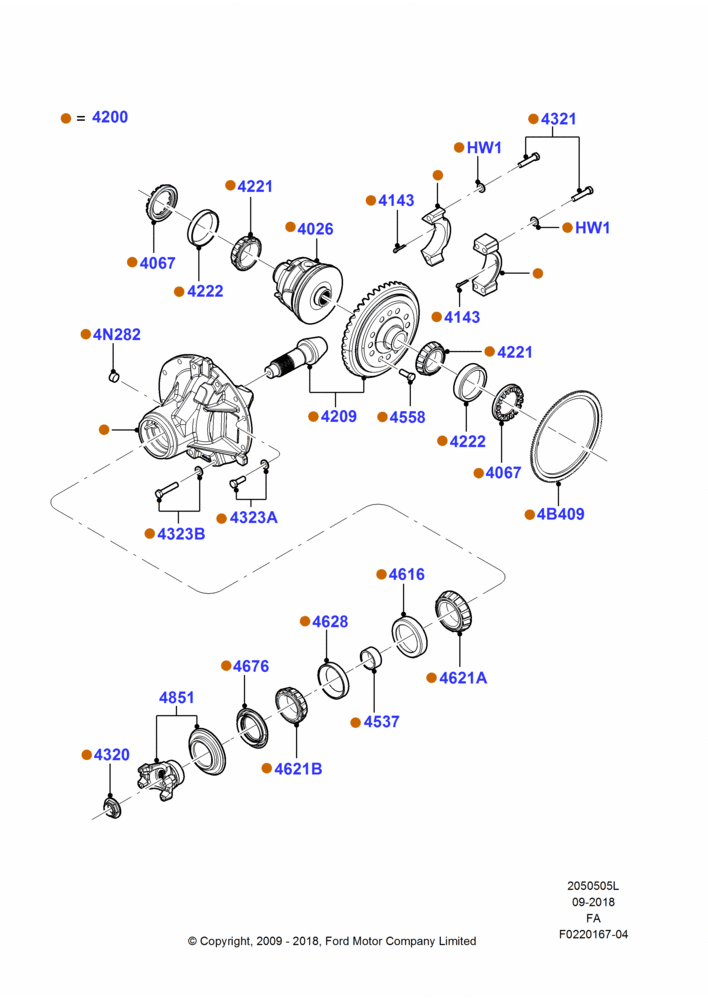 05L - Components - Rear Axle Diff & Carr., Ford 550 Series, Narrow Frame (Chassis Cab), Ford 450 Series, With Base Payload Package, With Heavy Duty Trailer Towing, Payload Downgrade Package, Payload Downgrade - Level II; 22/FEB/2010-05/JUL/2016