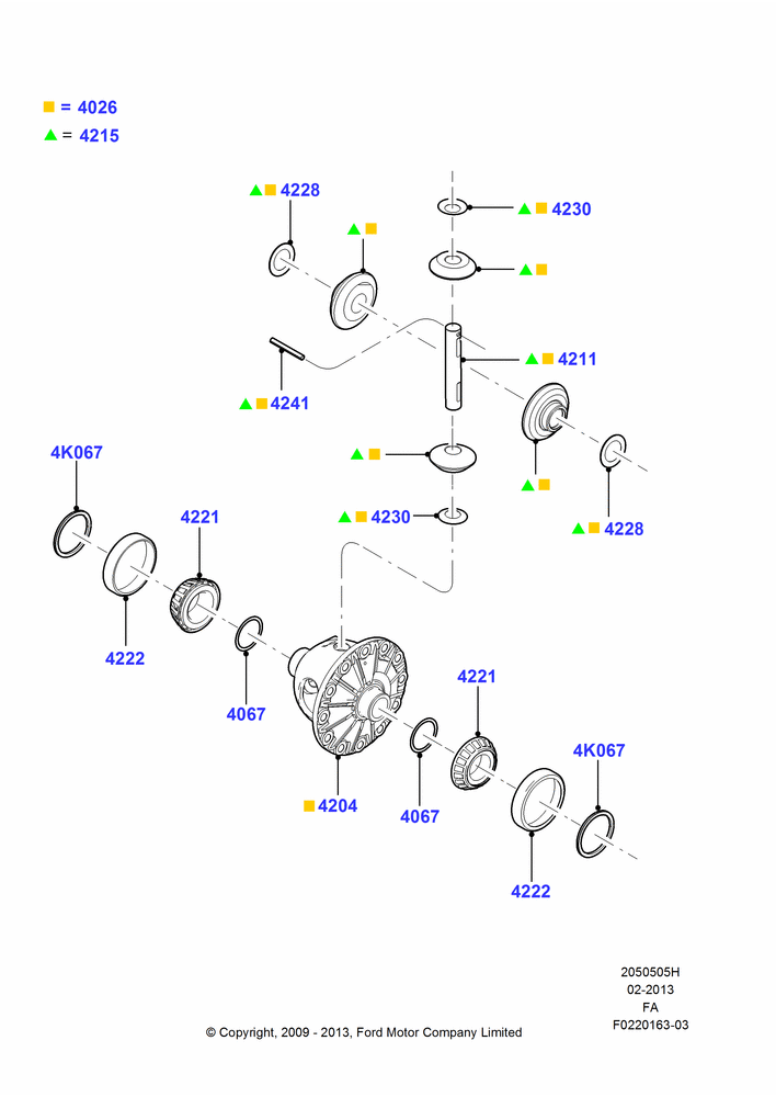 05H - Components - Rear Axle Diff & Carr., Ford 350 Series, Ford 450 Series, Rear Axle Less Limited Slip Diff, With Double Rear Wheels, Differential; 22/FEB/2010-05/JUL/2016