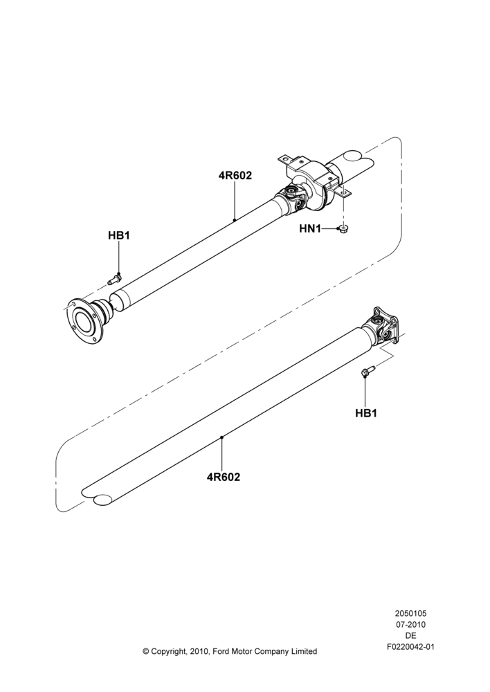 05B - Drive Shaft - Rear Axle Drive, LHD 4WD (FTD); 26/JUL/2010-29/JUL/2012