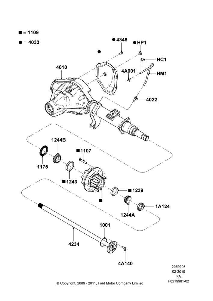 05C - Rear Axle, Ford 350 Series, With Double Rear Wheels; 22/FEB/2010-05/JUL/2016