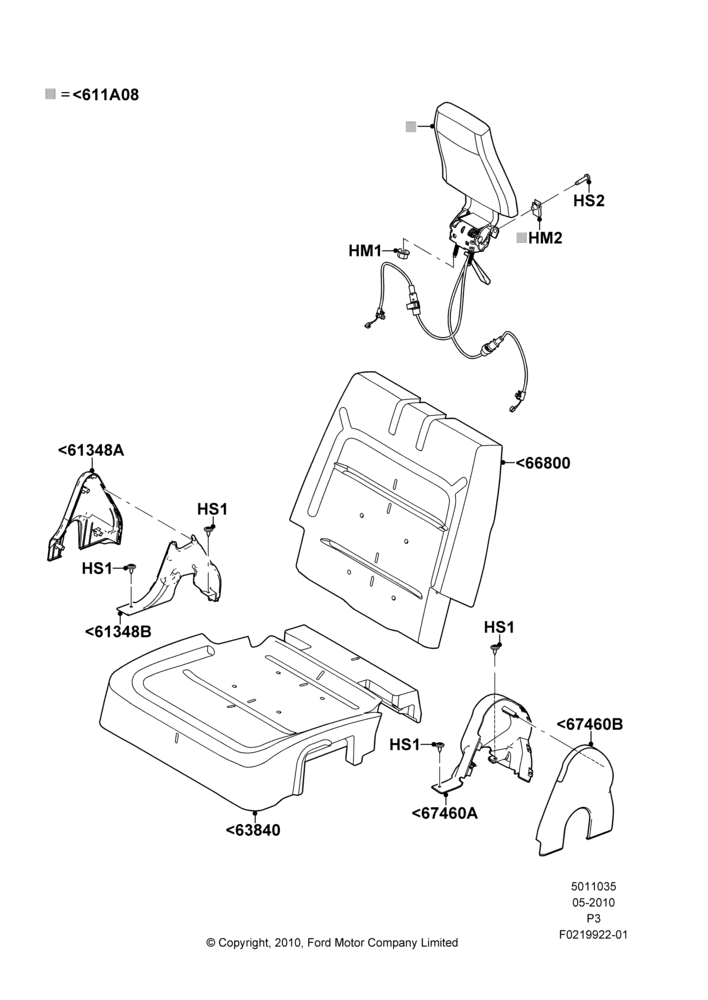 35D - Rear Seat Pads/Valances & Heating, With Third Row Power Folding Seat; 10/MAY/2010