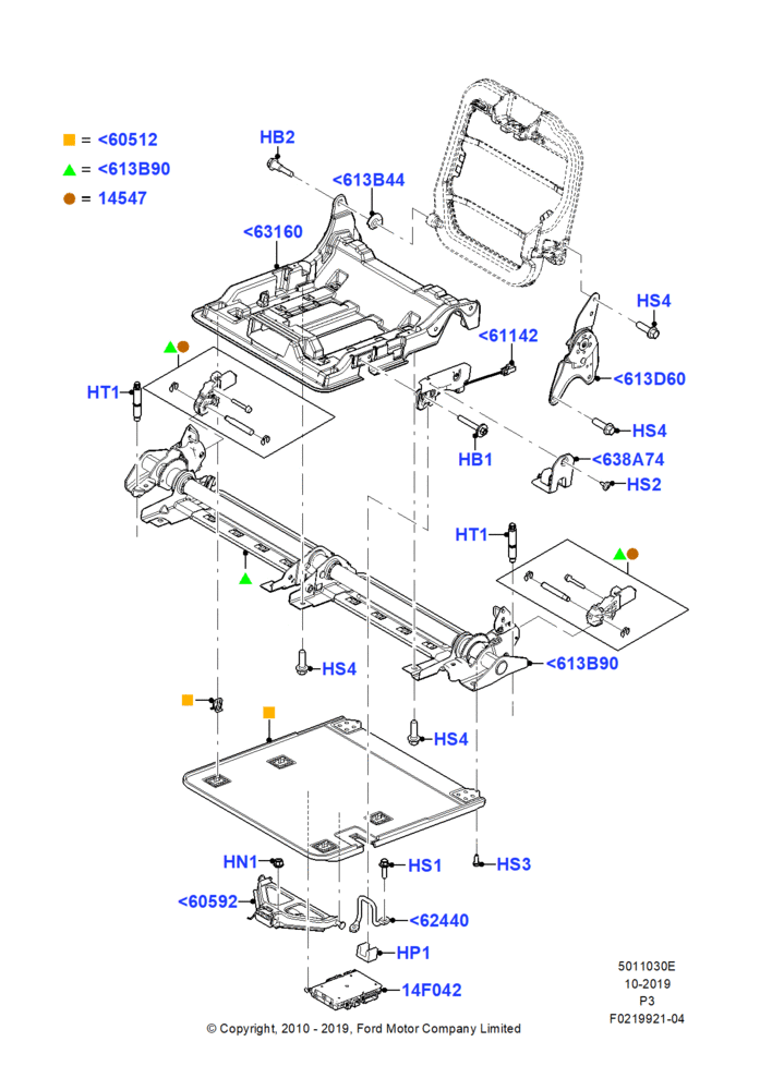 30E - Rear Seat Base, With Third Row Power Folding Seat; 10/MAY/2010