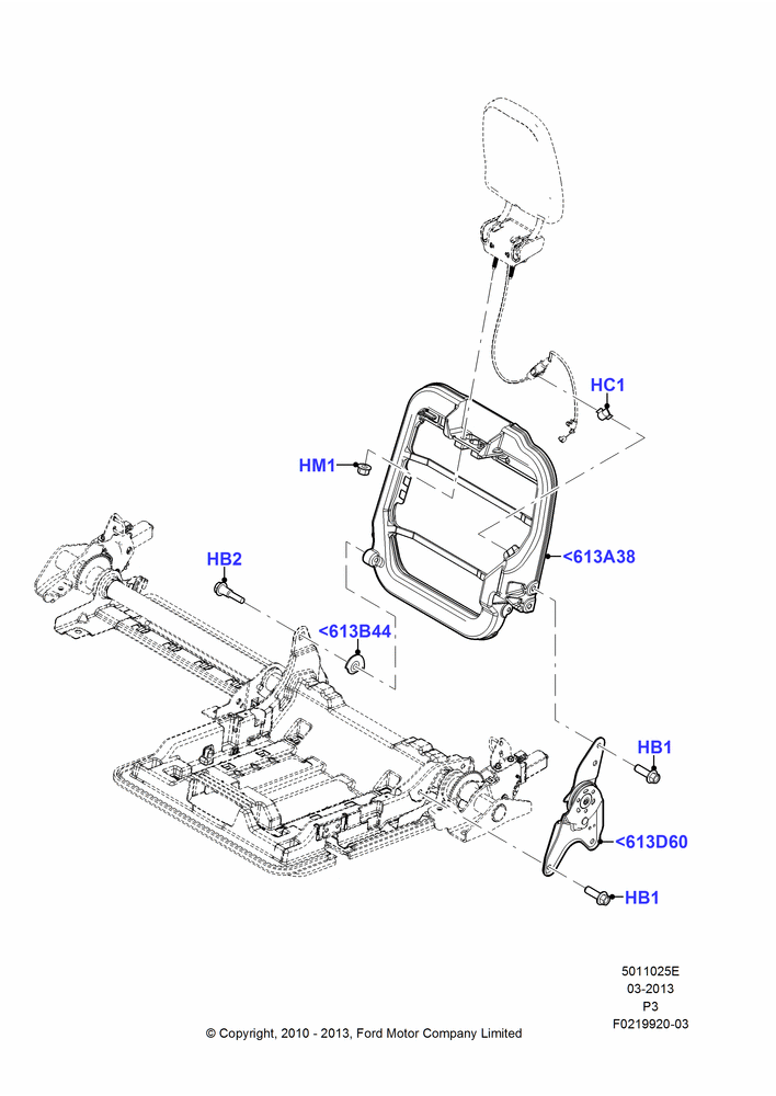 25E - Rear Seat Back, With Third Row Power Folding Seat; 10/MAY/2010