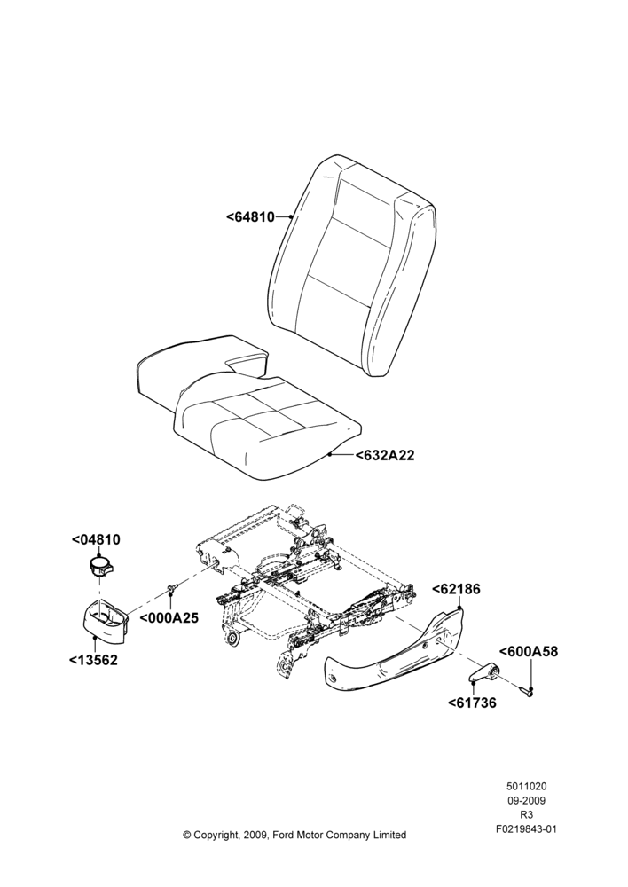 20H - Front Seat Pads/Valances & Heating, With Split Bench Front Seat, 60% Seat, in 60/40 seat; 14/SEP/2009-16/DEC/2011