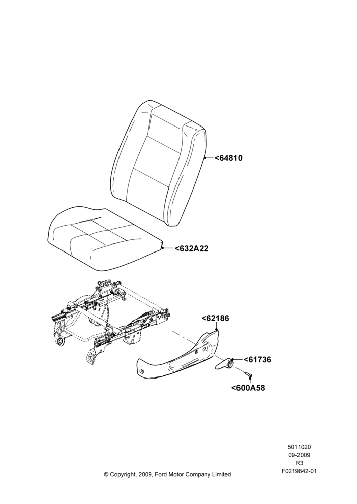 20G - Front Seat Pads/Valances & Heating, Sports Front Seat, 40/40 Seat; 14/SEP/2009-16/DEC/2011