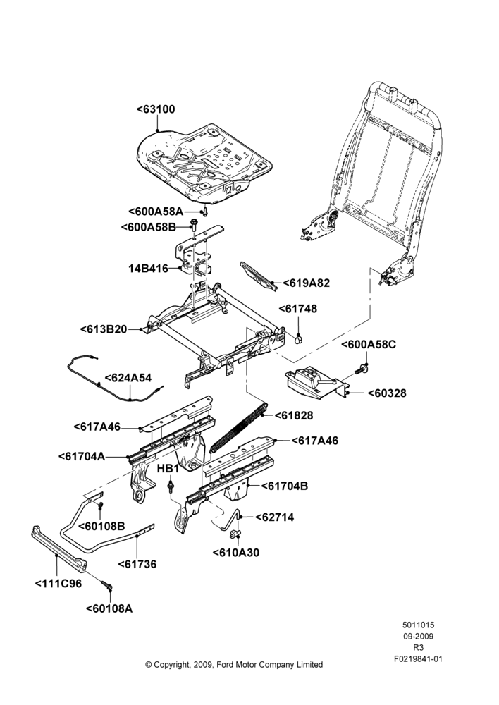 15F - Front Seat Base, Sports Front Seat, 40/40 Seat; 14/SEP/2009-16/DEC/2011