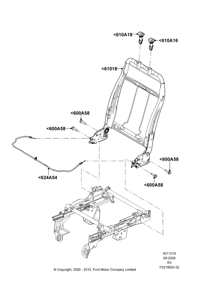 10E - Front Seat Back, Sports Front Seat, 40/40 Seat; 14/SEP/2009-16/DEC/2011