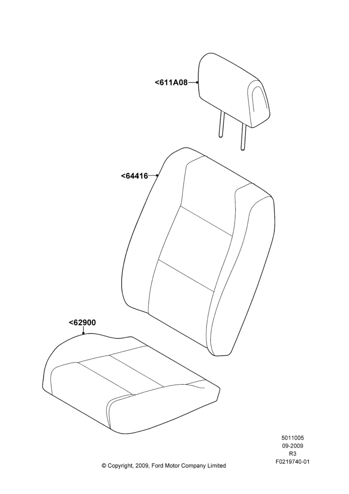 05J - Front Seat Covers, Regular Cab, Sports Front Seat; 14/SEP/2009-16/DEC/2011