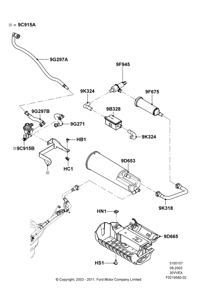 07A - Fuel Vapour System, 3.0 V6 12V OHV EFI; 04/AUG/2003-02/AUG/2004