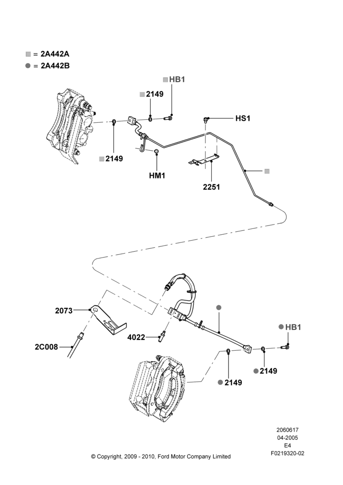 17C - REAR BRAKE LINES, Ford 250 Series, Ford 350 Series, Less Electronic Stability Control; 18/APR/2005-06/AUG/2007