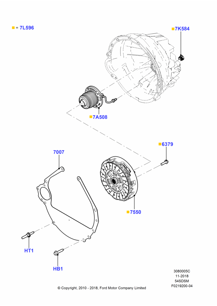 05C - Clutch, 5.4L 4V DOHC EFI S/C ALUM V8 G, Manual Transmission; 26/FEB/2009-30/APR/2012