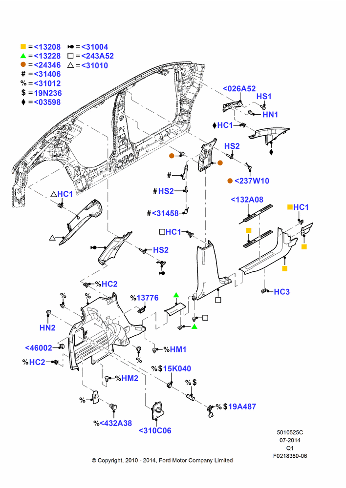 25C - Side Trim, Ford Series, LH; 12/JUL/2010-24/DEC/2014