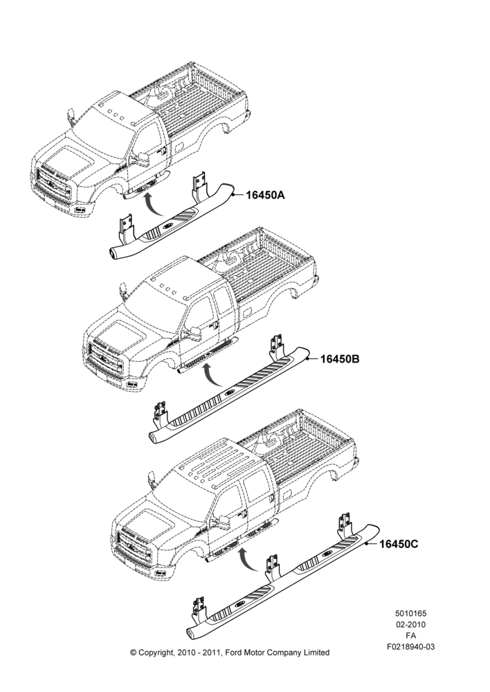 65XA - Running Boards/Side Steps, Accessory, Tubular; 22/FEB/2010-05/JUL/2016