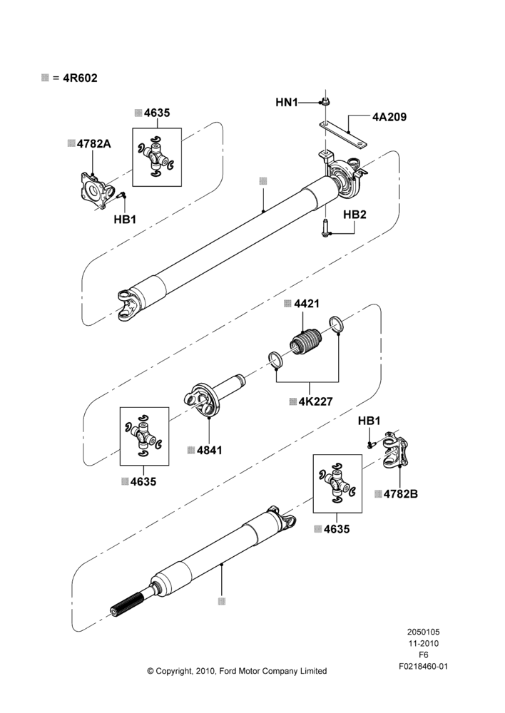05W - Drive Shaft - Rear Axle Drive, 3.7L 4V PFI V6 NA Gas, LHD RWD; 03/NOV/2010-23/DEC/2014