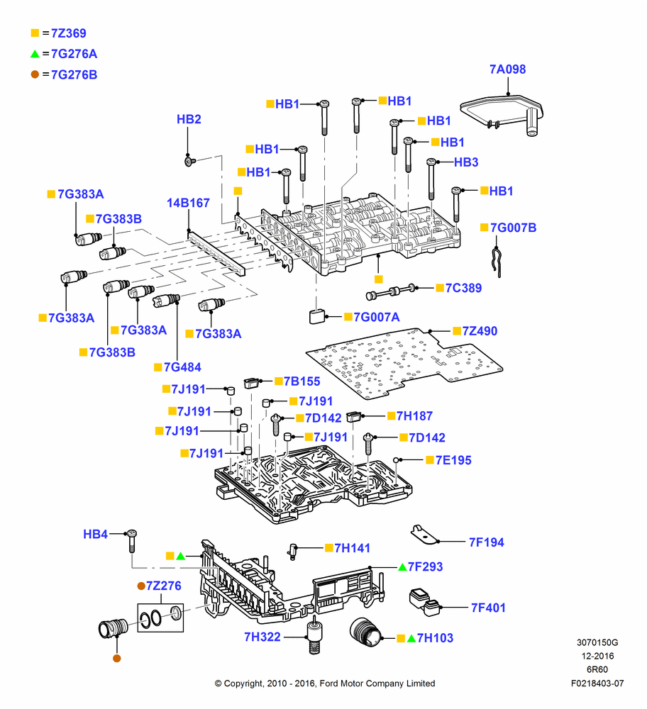 50G - Valve Body - Main Control & Servo's, 6 Speed Automatic Trans (6R80); 03/NOV/2010-28/OCT/2013