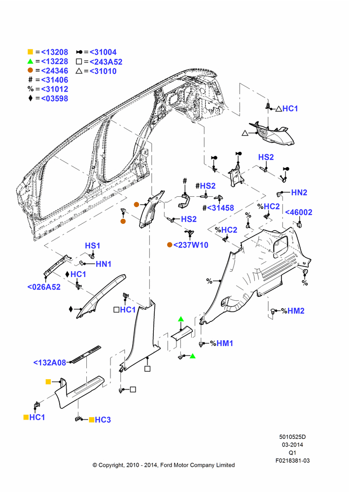 25D - Side Trim, Ford Series, RH; 12/JUL/2010-24/DEC/2014