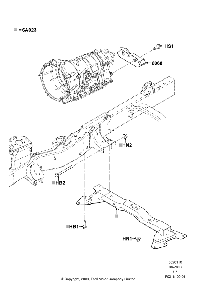 10F - Transmission Mounting, 2WD, All 8 Cylinder Gas Engines; 13/AUG/2008-16/DEC/2010