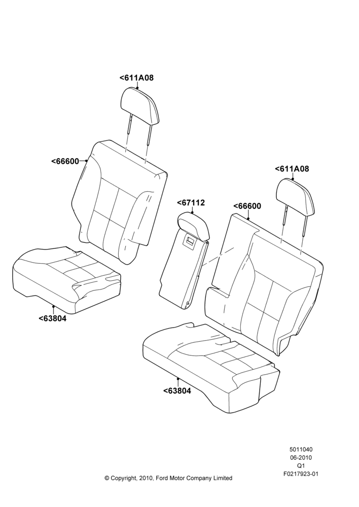 40F - Rear Seat Covers, Lincoln/Mercury Series; 12/JUL/2010-08/AUG/2011
