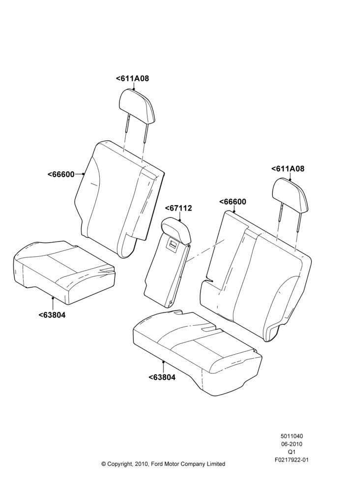40E - Rear Seat Covers, Ford Series; 12/JUL/2010-08/AUG/2011