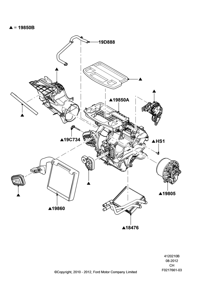10B - Heater/Air Cond.Internal Components, Manual Air Conditioning; 26/APR/2010-27/APR/2013